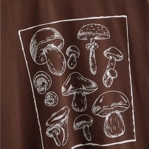 Brown, mushroom pattern shirt, size 4